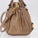 Miu Miu Hand Bag Leather 2way Brown Gold Tone Auth yk20653M-3