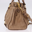 Miu Miu Hand Bag Leather 2way Brown Gold Tone Auth yk20653M-4