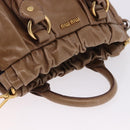 Miu Miu Hand Bag Leather 2way Brown Gold Tone Auth yk20653M-6