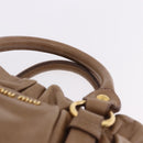 Miu Miu Hand Bag Leather 2way Brown Gold Tone Auth yk20653M-8