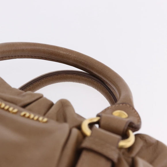 Miu Miu Hand Bag Leather 2way Brown Gold Tone Auth yk20653M