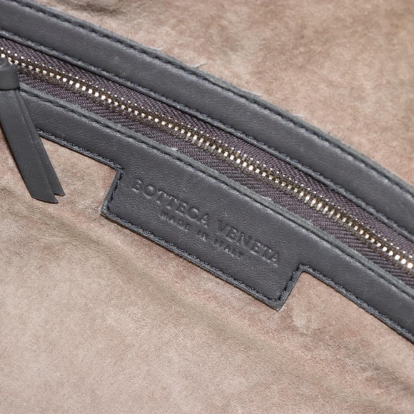 BOTTEGA VENETA INTRECCIATO Hobo Shoulder Bag Leather Gray Gold Auth yk20654A