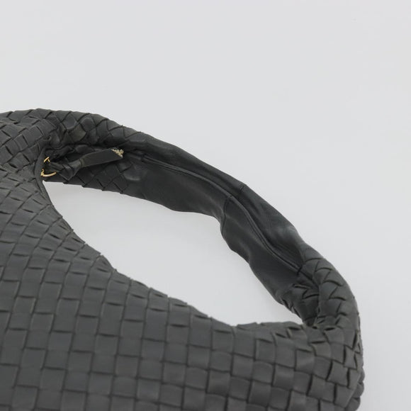 BOTTEGA VENETA INTRECCIATO Hobo Shoulder Bag Leather Gray Gold Auth yk20654A