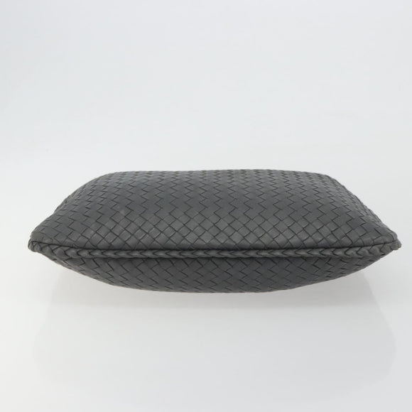 BOTTEGA VENETA INTRECCIATO Hobo Shoulder Bag Leather Gray Gold Auth yk20654A