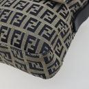 FENDI Zucchino Canvas Mamma Baguette Shoulder Bag Navy Silver Auth yk20655SAM-10