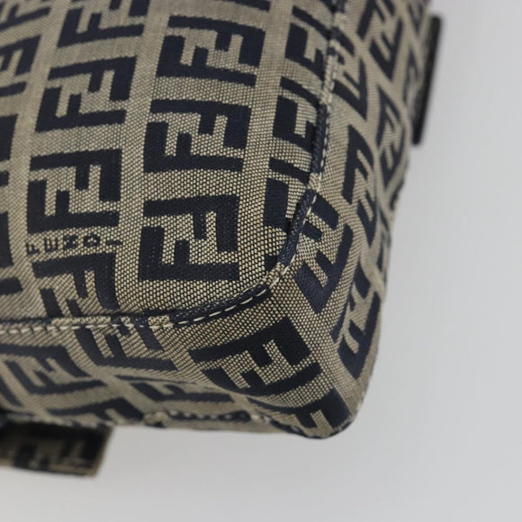FENDI Zucchino Canvas Mamma Baguette Shoulder Bag Navy Silver Auth yk20655SAM