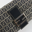 FENDI Zucchino Canvas Mamma Baguette Shoulder Bag Navy Silver Auth yk20655SAM-15