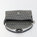 FENDI Zucchino Canvas Mamma Baguette Shoulder Bag Navy Silver Auth yk20655SAM-16