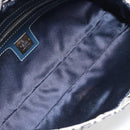 FENDI Zucchino Canvas Mamma Baguette Shoulder Bag Navy Silver Auth yk20655SAM-19