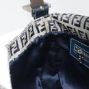 FENDI Zucchino Canvas Mamma Baguette Shoulder Bag Navy Silver Auth yk20655SAM-21