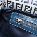 FENDI Zucchino Canvas Mamma Baguette Shoulder Bag Navy Silver Auth yk20655SAM-22