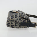 FENDI Zucchino Canvas Mamma Baguette Shoulder Bag Navy Silver Auth yk20655SAM-4