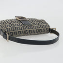 FENDI Zucchino Canvas Mamma Baguette Shoulder Bag Navy Silver Auth yk20655SAM-7