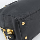 PRADA Hand Bag Leather Black Gold Tone Auth yk20656SAM-11