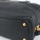 PRADA Hand Bag Leather Black Gold Tone Auth yk20656SAM-12