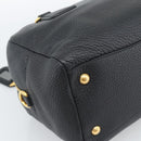 PRADA Hand Bag Leather Black Gold Tone Auth yk20656SAM-13
