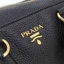 PRADA Hand Bag Leather Black Gold Tone Auth yk20656SAM-14