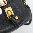 PRADA Hand Bag Leather Black Gold Tone Auth yk20656SAM-16
