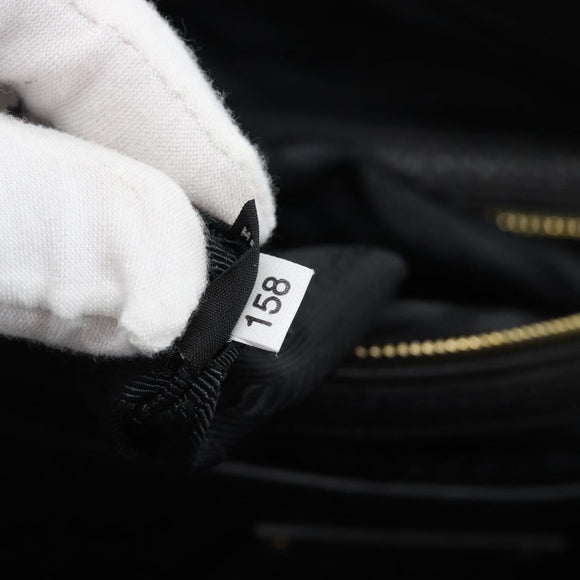 PRADA Hand Bag Leather Black Gold Tone Auth yk20656SAM