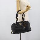 PRADA Hand Bag Leather Black Gold Tone Auth yk20656SAM-26