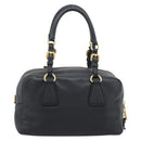 PRADA Hand Bag Leather Black Gold Tone Auth yk20656SAM-3