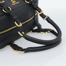PRADA Hand Bag Leather Black Gold Tone Auth yk20656SAM-7