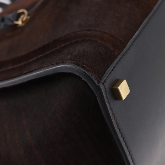 CELINE Luggage Phantom Hand Bag Harako leather Brown Black Auth yk20659SAM