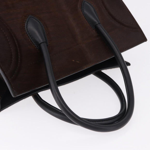 CELINE Luggage Phantom Hand Bag Harako leather Brown Black Auth yk20659SAM