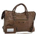 BALENCIAGA The City Hand Bag Leather 2way Brown 115748 Auth yk20660SAM-1
