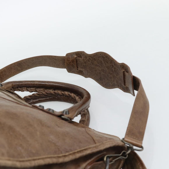 BALENCIAGA The City Hand Bag Leather 2way Brown 115748 Auth yk20660SAM
