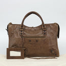 BALENCIAGA The City Hand Bag Leather 2way Brown 115748 Auth yk20660SAM-12