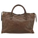 BALENCIAGA The City Hand Bag Leather 2way Brown 115748 Auth yk20660SAM-2