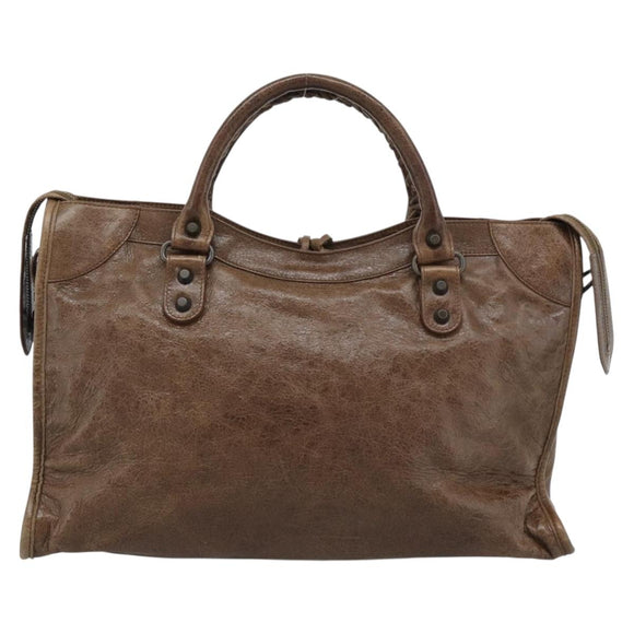 BALENCIAGA The City Hand Bag Leather 2way Brown 115748 Auth yk20660SAM
