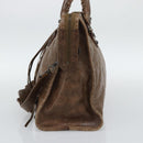 BALENCIAGA The City Hand Bag Leather 2way Brown 115748 Auth yk20660SAM-4