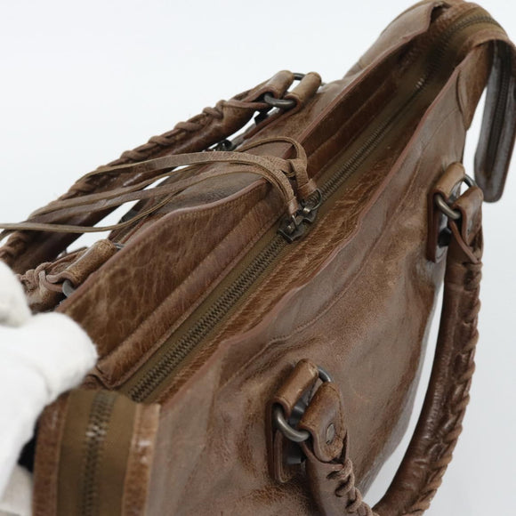 BALENCIAGA The City Hand Bag Leather 2way Brown 115748 Auth yk20660SAM