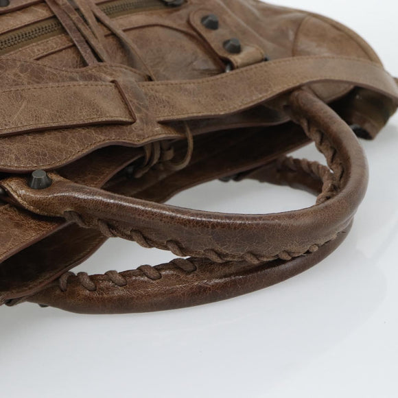 BALENCIAGA The City Hand Bag Leather 2way Brown 115748 Auth yk20660SAM