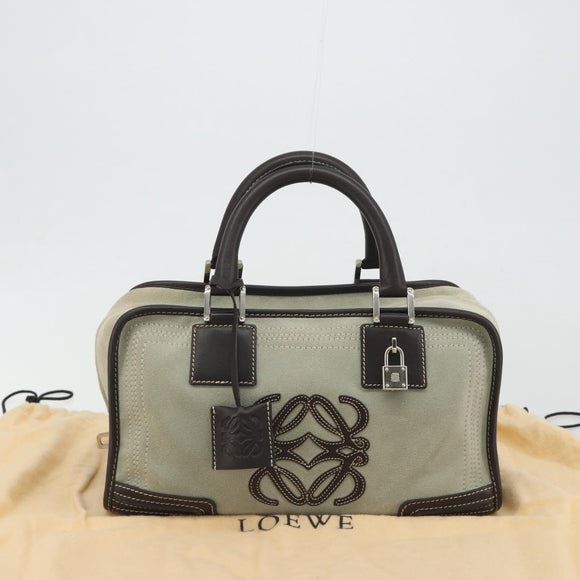 LOEWE Amazona 28 Hand Bag Suede Gray Brown Auth yk20662V