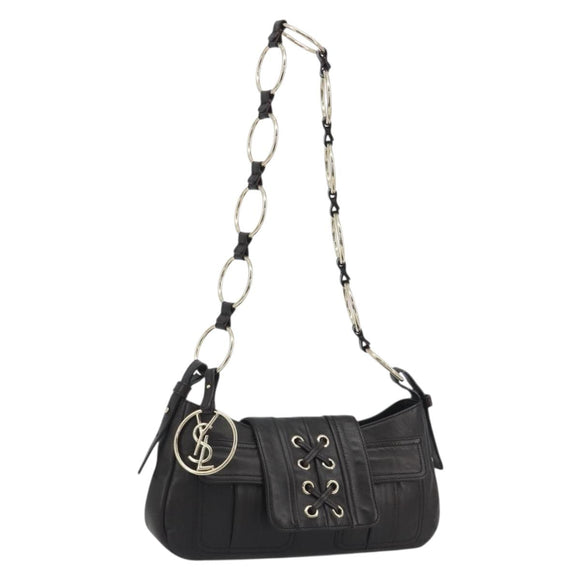 SAINT LAURENT Chain Shoulder Bag Leather Brown Gold Tone 138957 Auth yk20663SAM