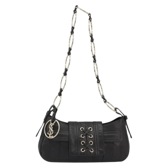 SAINT LAURENT Chain Shoulder Bag Leather Brown Gold Tone 138957 Auth yk20663SAM