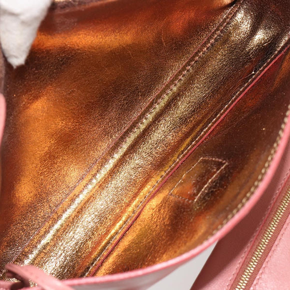 FENDI Studs Mamma Baguette Shoulder Bag Leather Pink Gold Tone Auth yk20664SAM