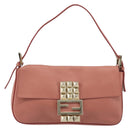 FENDI Studs Mamma Baguette Shoulder Bag Leather Pink Gold Tone Auth yk20664SAM-2