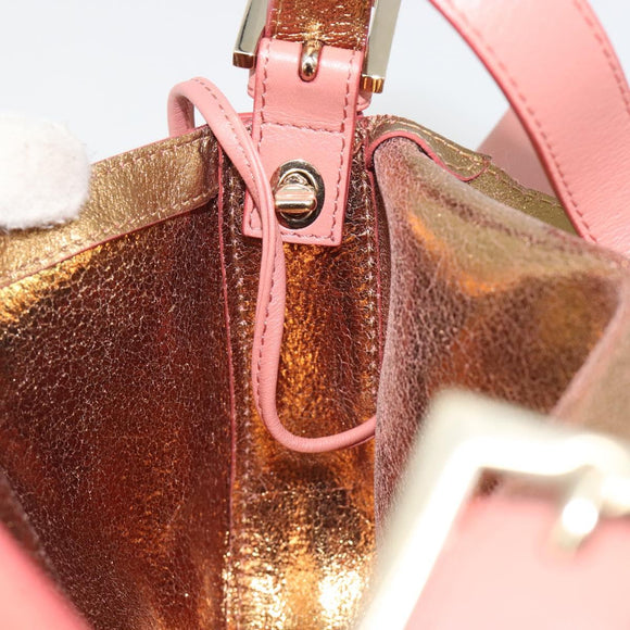 FENDI Studs Mamma Baguette Shoulder Bag Leather Pink Gold Tone Auth yk20664SAM