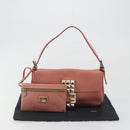FENDI Studs Mamma Baguette Shoulder Bag Leather Pink Gold Tone Auth yk20664SAM-25