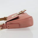 FENDI Studs Mamma Baguette Shoulder Bag Leather Pink Gold Tone Auth yk20664SAM-5
