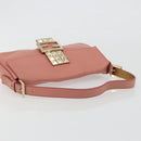 FENDI Studs Mamma Baguette Shoulder Bag Leather Pink Gold Tone Auth yk20664SAM-7
