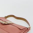 FENDI Studs Mamma Baguette Shoulder Bag Leather Pink Gold Tone Auth yk20664SAM-8