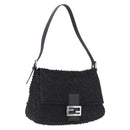 FENDI Mamma Baguette Bag Leather Beads Black Silver 8BR001 Auth yk20665SAM-1
