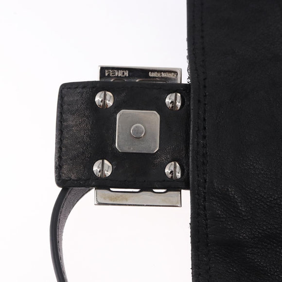 FENDI Mamma Baguette Bag Leather Beads Black Silver 8BR001 Auth yk20665SAM