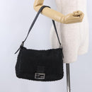 FENDI Mamma Baguette Bag Leather Beads Black Silver 8BR001 Auth yk20665SAM-25