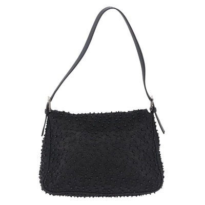 FENDI Mamma Baguette Bag Leather Beads Black Silver 8BR001 Auth yk20665SAM - 0